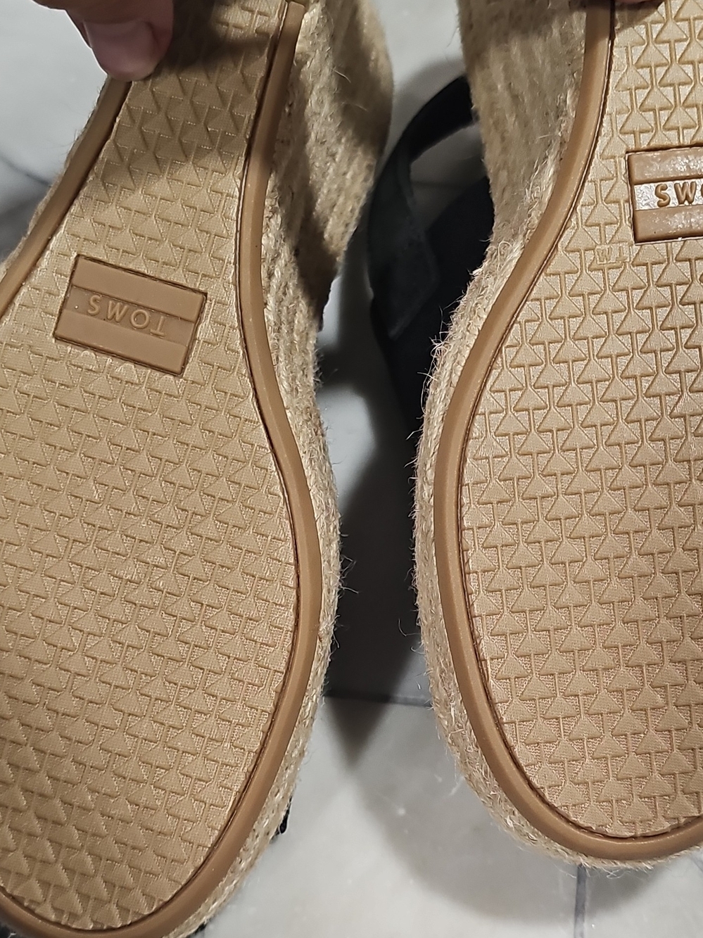TOMS Black Espadrille Wedge Sandals - Women's Slingback 7 - Picture 8 of 8